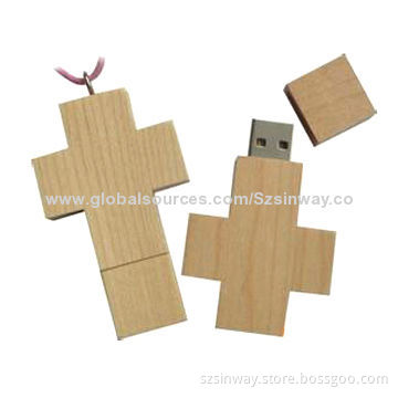 Promotional wooden USB flash memory, full capacity of 2-32GB
